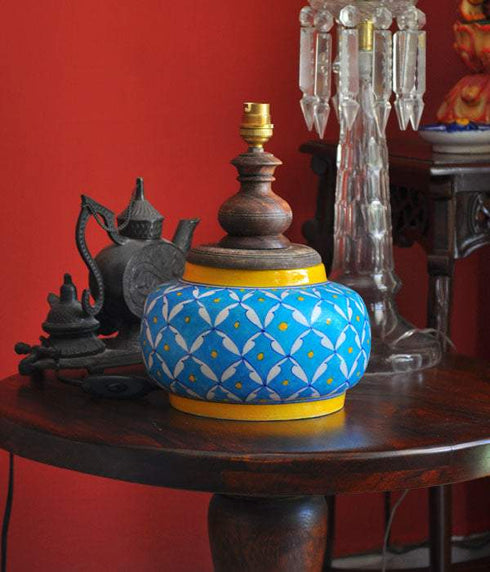 Turquoise and White Table lamp (Without Lampshade)